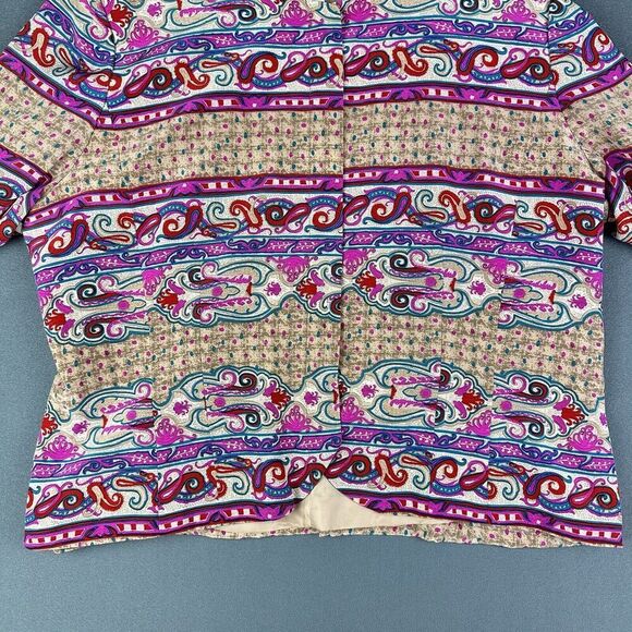 Vintage Anne Crimmins for Umi Blazer Womens 16 Abstract Paisley Print Silk Lined - Picture 4 of 11